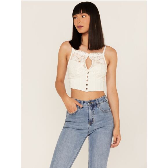 Free People Have My Heart Cropped Tank Top - Large - NEW - Picture 1 of 9